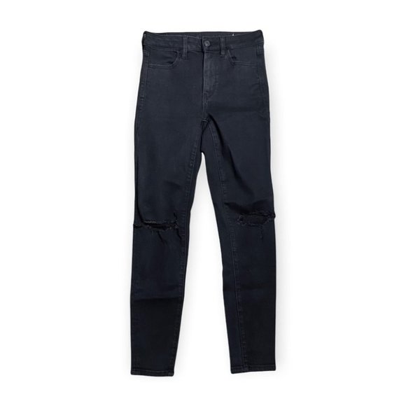 American Eagle Black Next Level Stretch Distressed Skinny Jeans - Picture 1 of 10